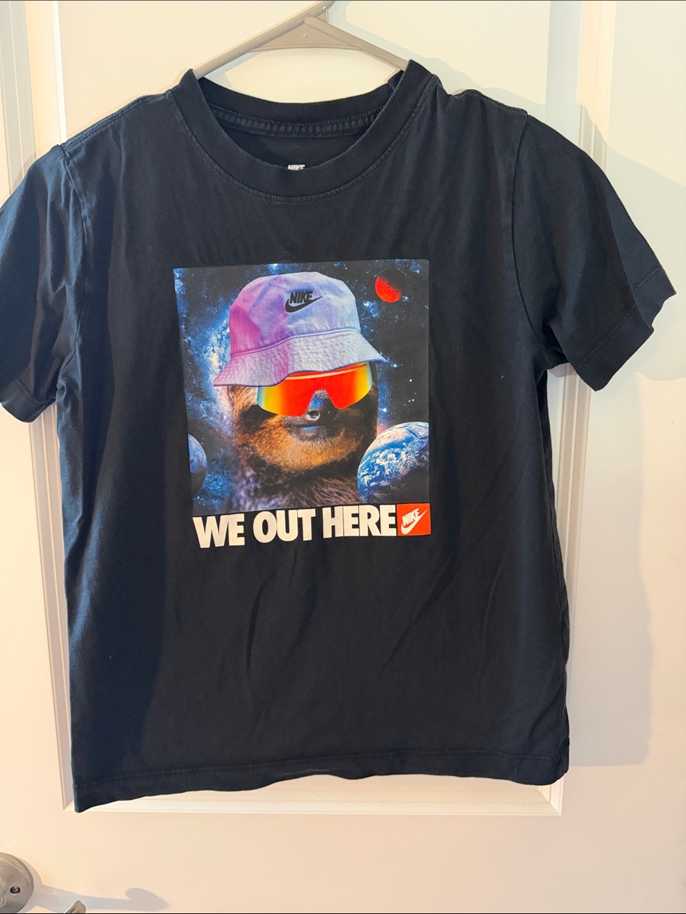 Nike Black Kids' Graphic 'We Out Here' Space Sloth Tee